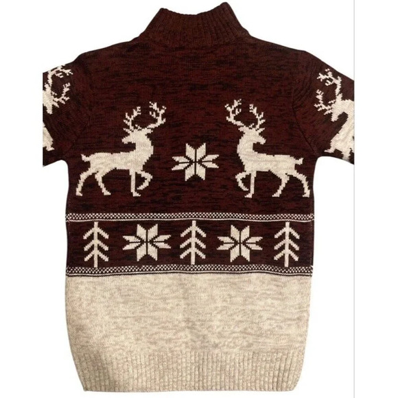 Amongst Others Reindeer Sweater Christmas Burgundy Tan Winter Men’s Medium - Picture 3 of 7